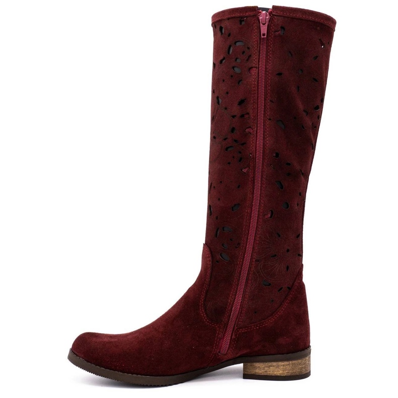 Olivier Stivali traforati da donna Claret fiori rosso 1