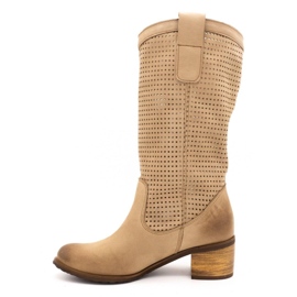 Olivier Stivali donna traforati D44 beige 1