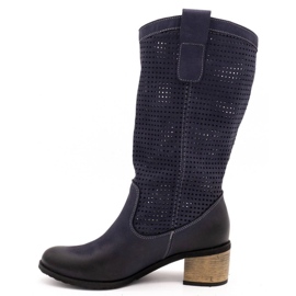 Olivier Stivali donna traforati D44 blu navy 1