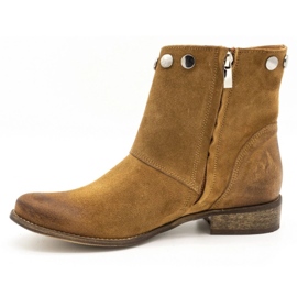 Exousite Stivaletti da donna in pelle con borchie cammello 1198 marrone multicolore 1