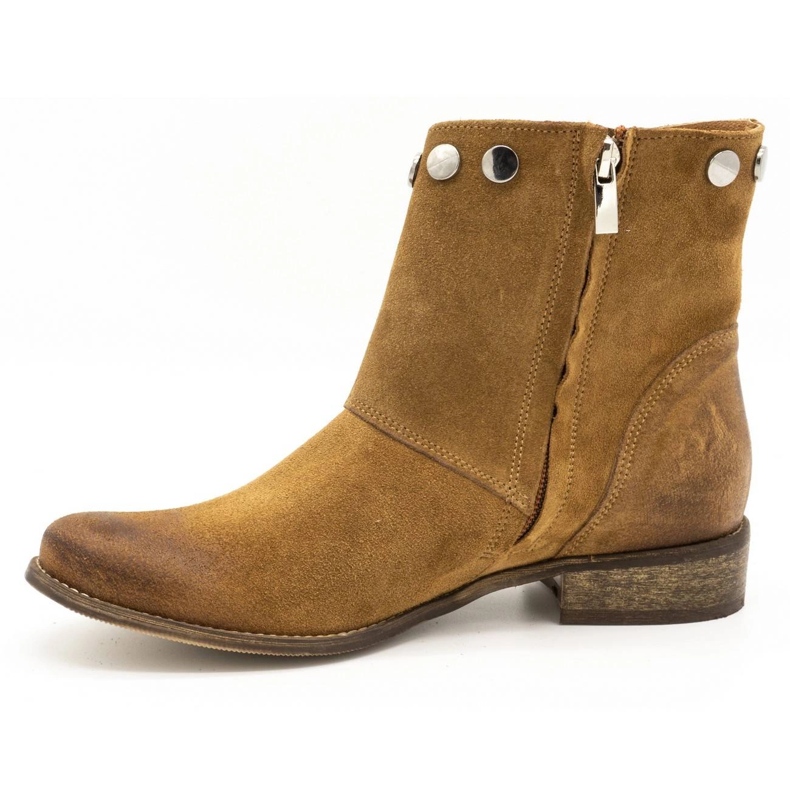 Exousite Stivaletti da donna in pelle con borchie cammello 1198 marrone multicolore 1