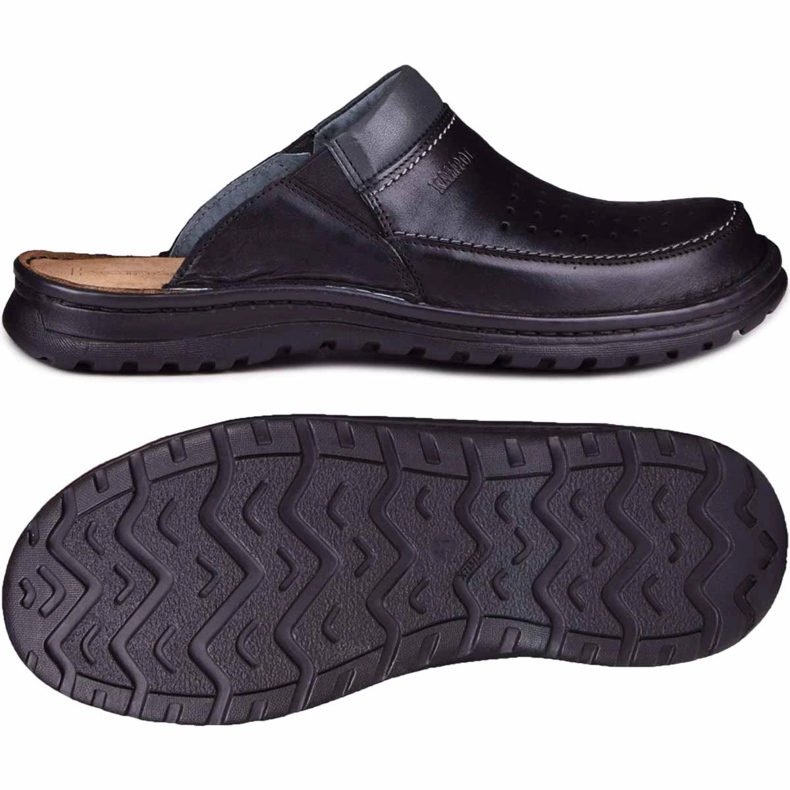 Ciabatte da uomo in pelle 219 Kampol nere nero 1