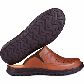 Pantofole da uomo in pelle 219 Kampol marrone 2
