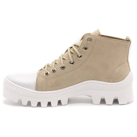 Polbut Stivali da donna in pelle D1 nabuk beige con bianco 1