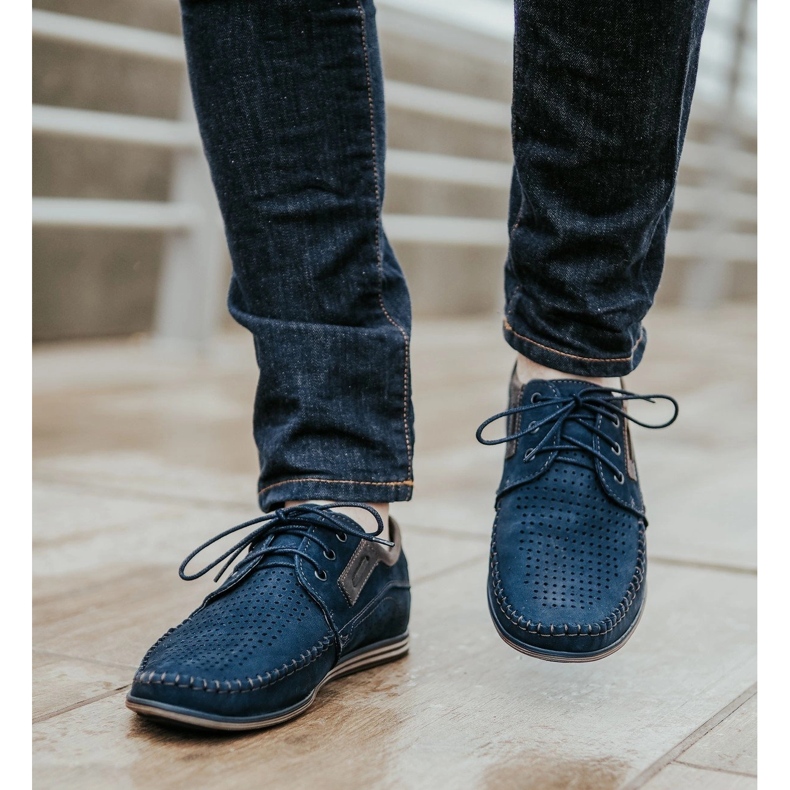 Olivier Mocassini uomo in pelle 4228 blu navy 1