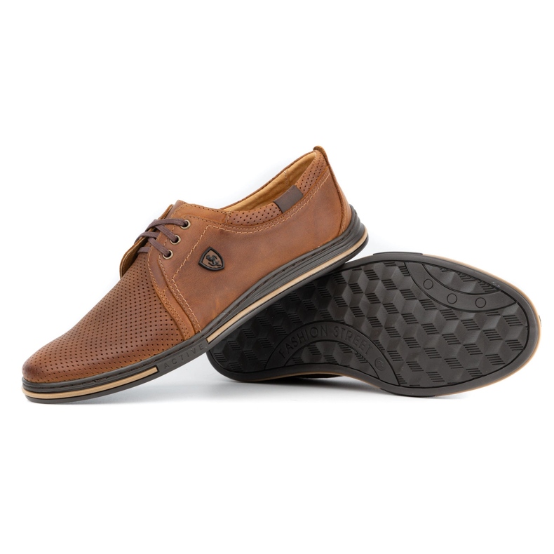 Polbut Scarpe in pelle da uomo 343 cammello perforazione marrone 2