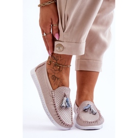 Mocassini Donna In Pelle Traforata Rosa Chiaro Lanzarot 1