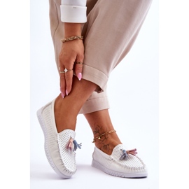 Mocassini Donna In Pelle Traforata Bianco Lanzarot 2
