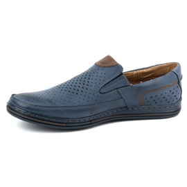 Polbut Scarpe da uomo in pelle 09 per l'estate Blu navy con marrone 1