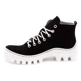 Polbut Stivali da donna in pelle D1 nero con bianco bianca 1