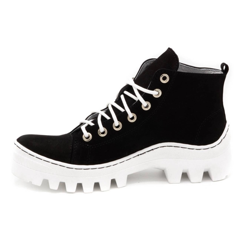 Polbut Stivali da donna in pelle D1 nero con bianco 1