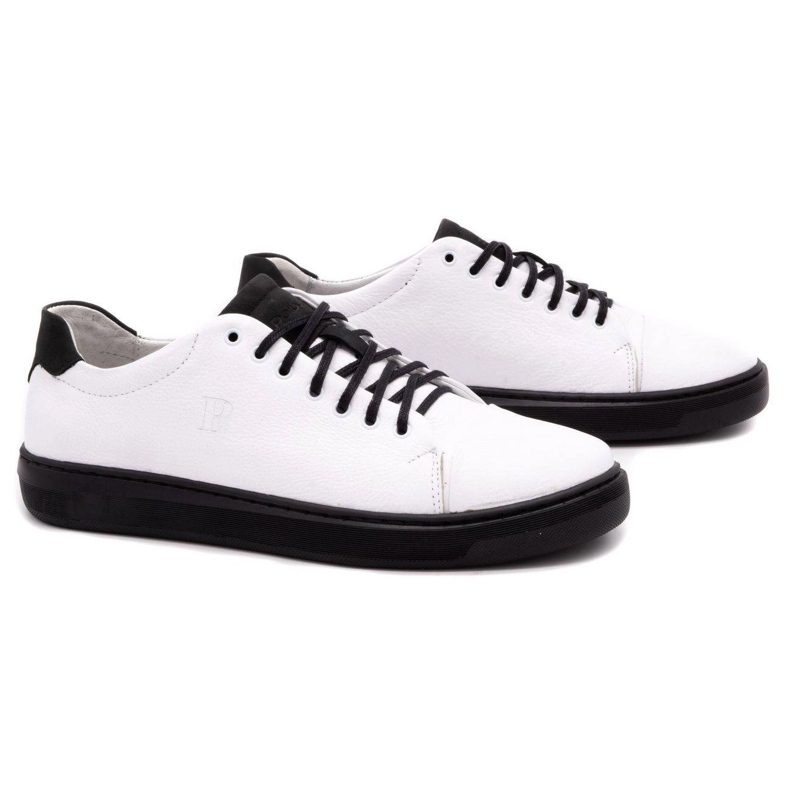 Polbut Scarpe da uomo in pelle 2109 bianche con nero bianca 2