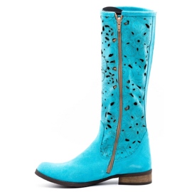 Olivier Stivaletti traforati da donna Fiori turchesi blu 1
