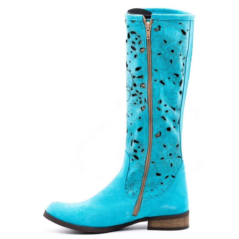 Olivier Stivaletti traforati da donna Fiori turchesi blu 1