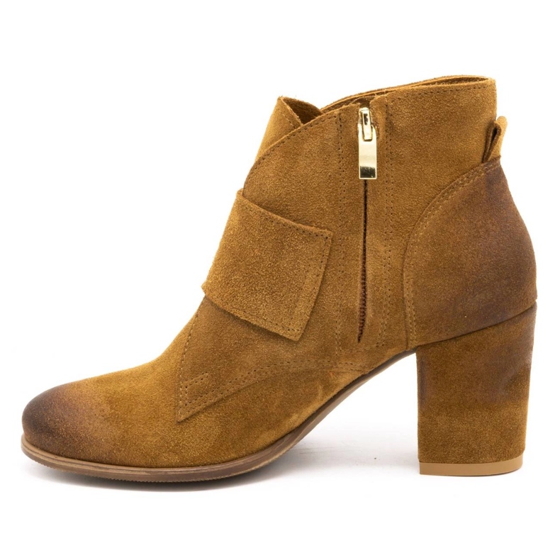 Exquisite Stivaletti da donna in pelle con fibbia tacco alto 1262EX cammello marrone 1