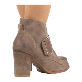 Exquisite Stivaletti da donna in pelle con fibbia tacco alto 1265EX beige scuro 1