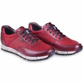 Kampol Scarpe casual da uomo in pelle 31/34 marrone rosso 2