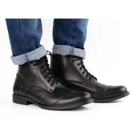 Olivier Stivali invernali da uomo in pelle 7005KB nero 1