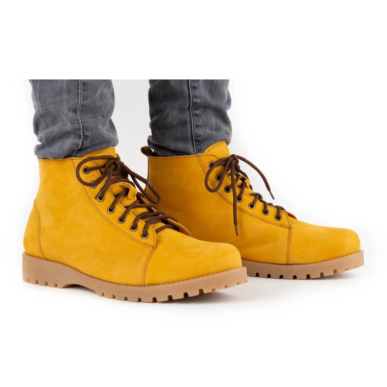 Olivier Stivali invernali da uomo in pelle 7001KB cammello nabuk giallo 1