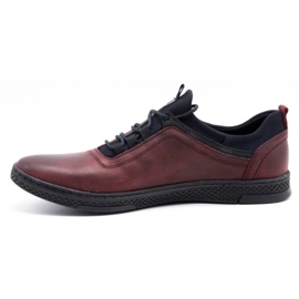 Polbut Scarpe casual da uomo in pelle K24 grana bordeaux rosso 1