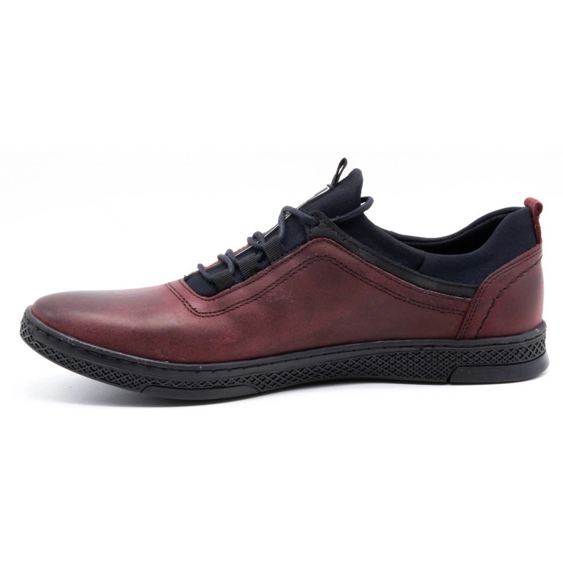 Polbut Scarpe casual da uomo in pelle K24 grana bordeaux rosso 1