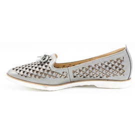 Cortesini Scarpe da donna in pelle traforata argento 02210 1