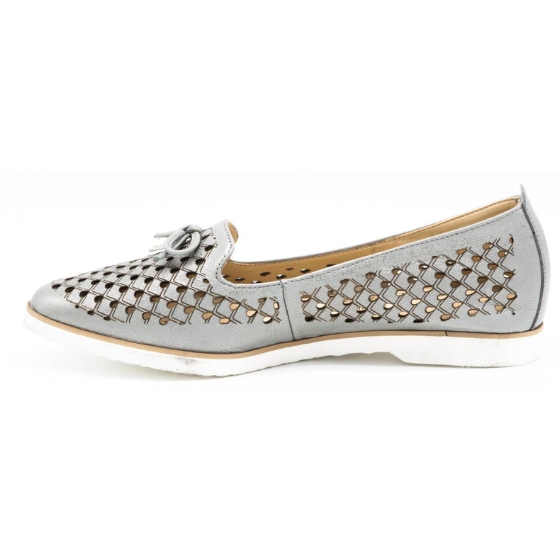 Cortesini Scarpe da donna in pelle traforata argento 02210 1