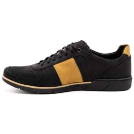 Polbut Scarpe casual da uomo in pelle 2113 nere con zenzero nero giallo 1