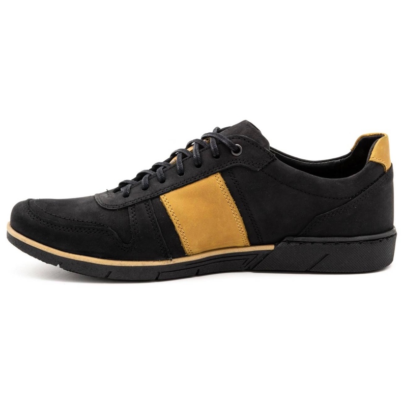 Polbut Scarpe casual da uomo in pelle 2113 nere con zenzero nero giallo 1