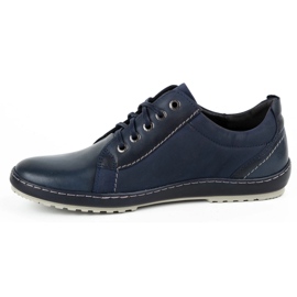 Kampol Scarpe casual da uomo in pelle 61KAM blu navy 1