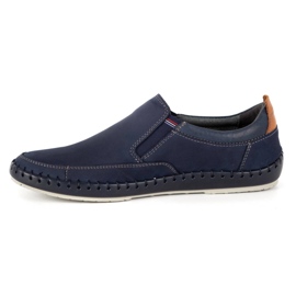Kampol Mocassini da uomo in pelle traforata 51KAM blu navy 1