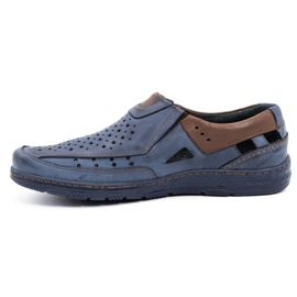 Olivier 893MP scarpe da uomo mocassino in pelle blu navy marrone 1
