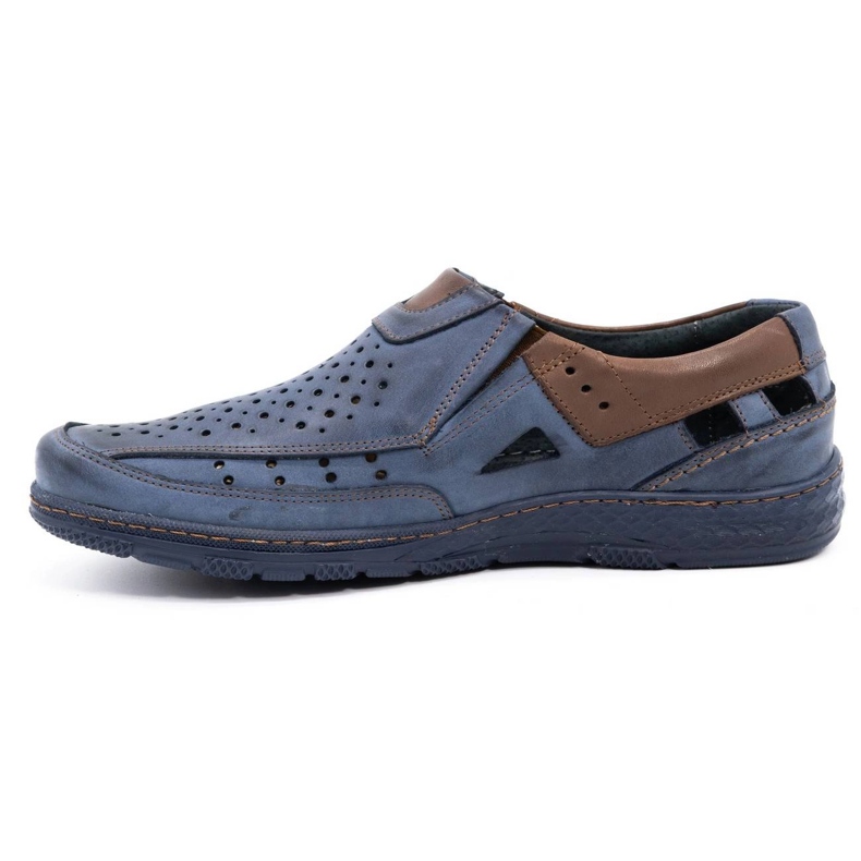 Olivier 893MP scarpe da uomo mocassino in pelle blu navy marrone 1