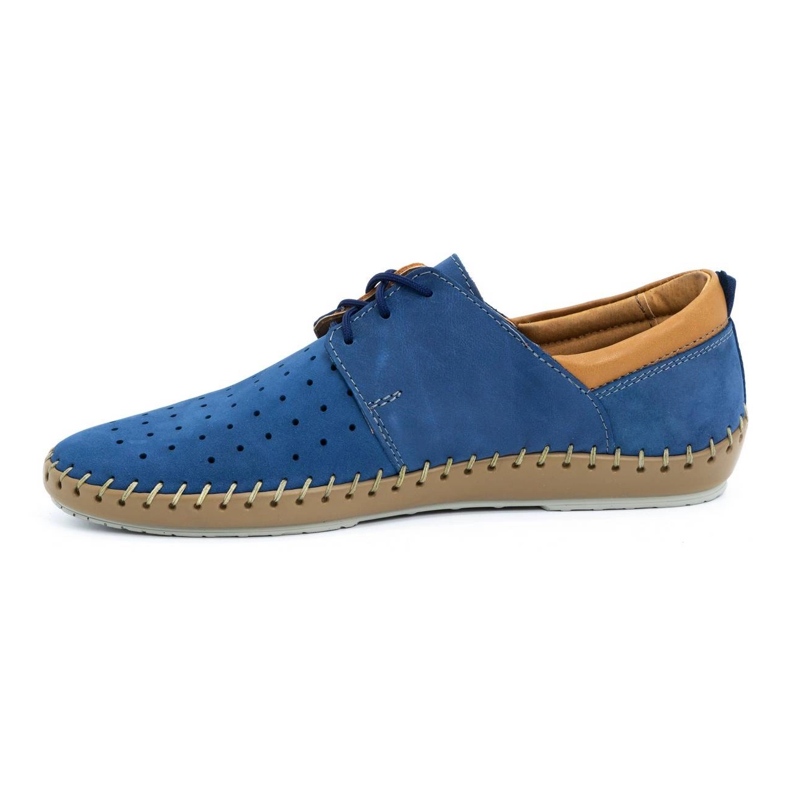 Olivier Scarpe estive da uomo in pelle 744LMA blu 1