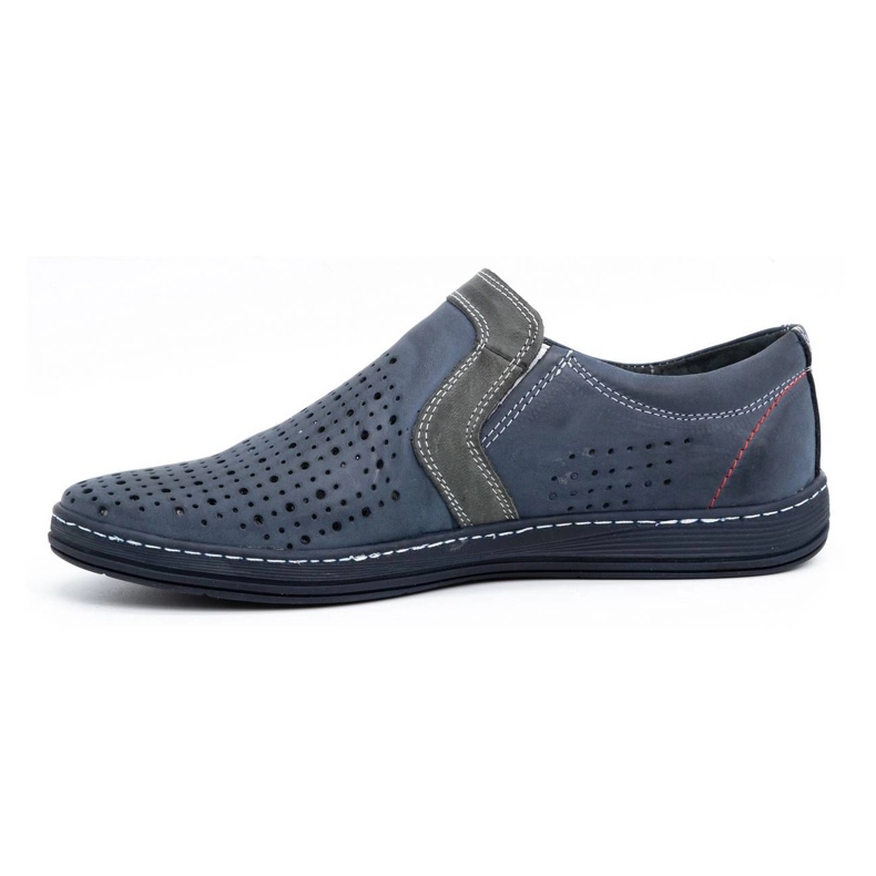 Olivier Scarpe da uomo in pelle per l'estate 713MP blu navy 1
