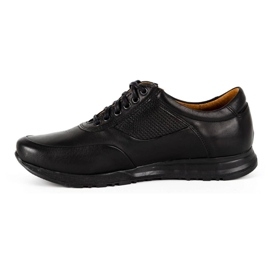 Olivier Scarpe casual da uomo in pelle 902KNT grana nera con nero 1