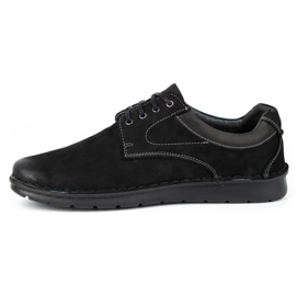 Kampol Scarpa casual da uomo in pelle 13/3 nera nabuk nero 1