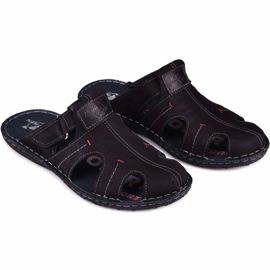 Kampol Ciabatte da uomo in pelle 217/22KAM nere nero 1