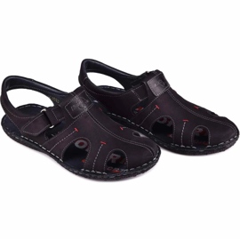 Kampol Sandali da uomo in pelle 218/61KAM neri nero 1