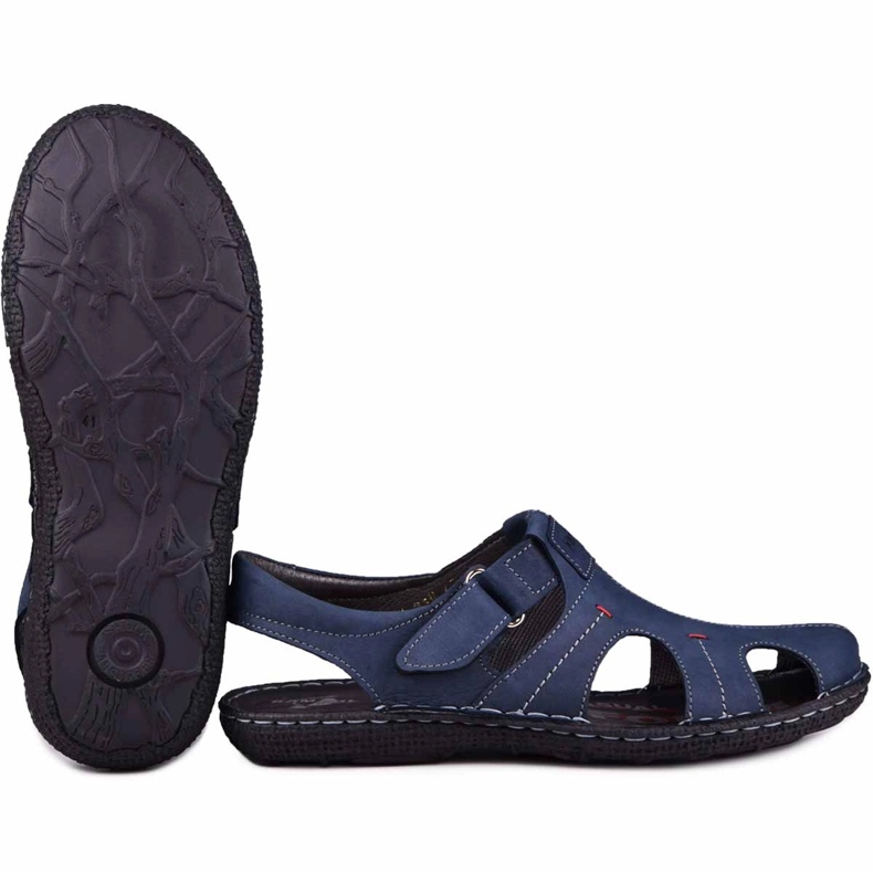 Kampol Sandali da uomo in pelle 218/53KAM blu navy 2