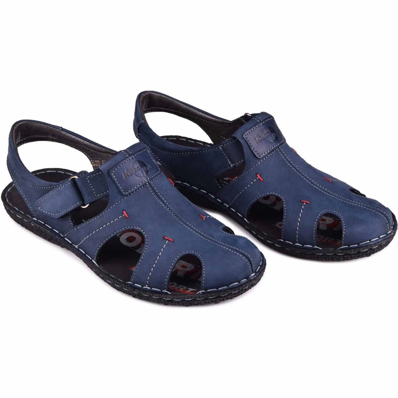 Kampol Sandali da uomo in pelle 218/53KAM blu navy 1