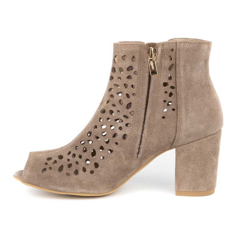 Exquisite Stivali da donna in pelle traforata 1184 cappuccino beige 1