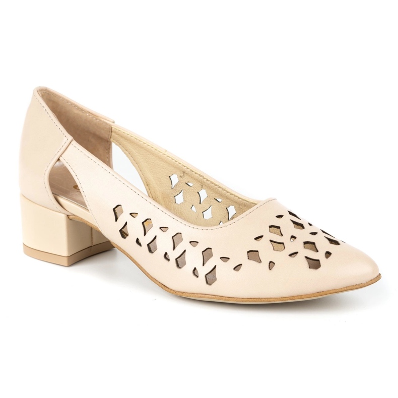 Olivier Décolleté da donna in pelle con tacco 2272 beige 1