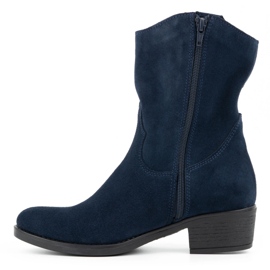 Olivier Stivali da donna Angela con tacco alto traforati blu navy 1