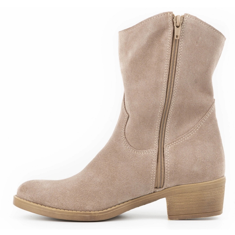 Olivier Stivali da donna Angela beige con tacco alto traforato 1