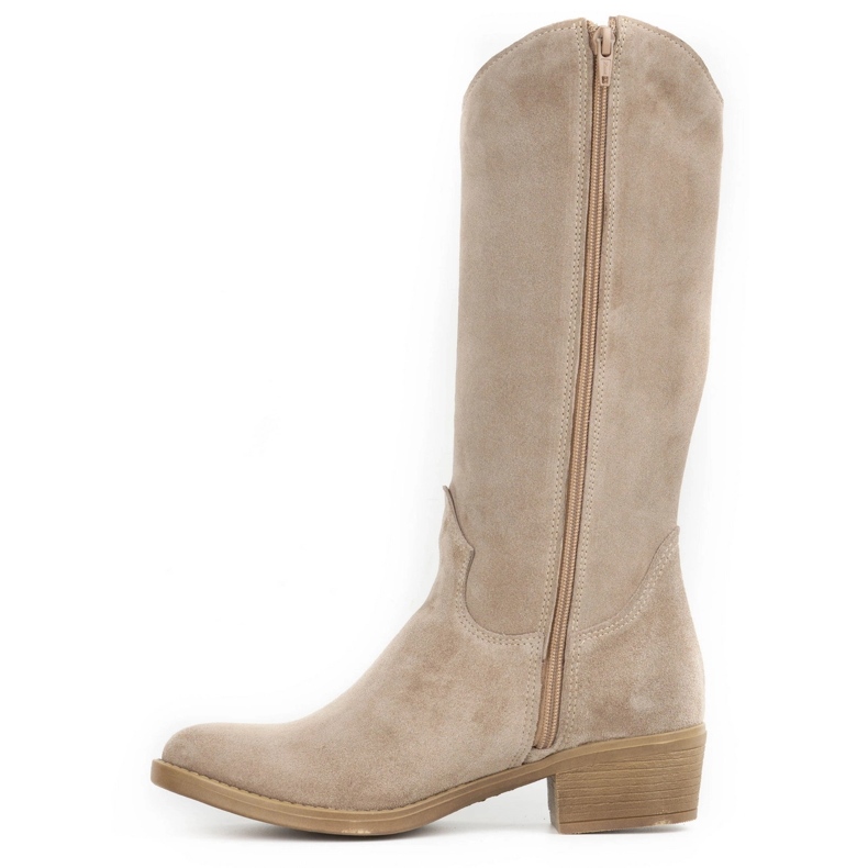 Olivier Stivali da donna Carla beige in pelle traforata 1