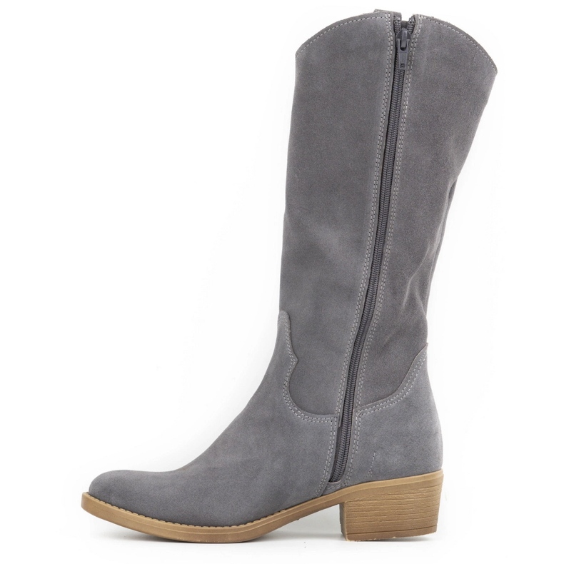 Olivier Stivali da donna in pelle grigio Julia 1