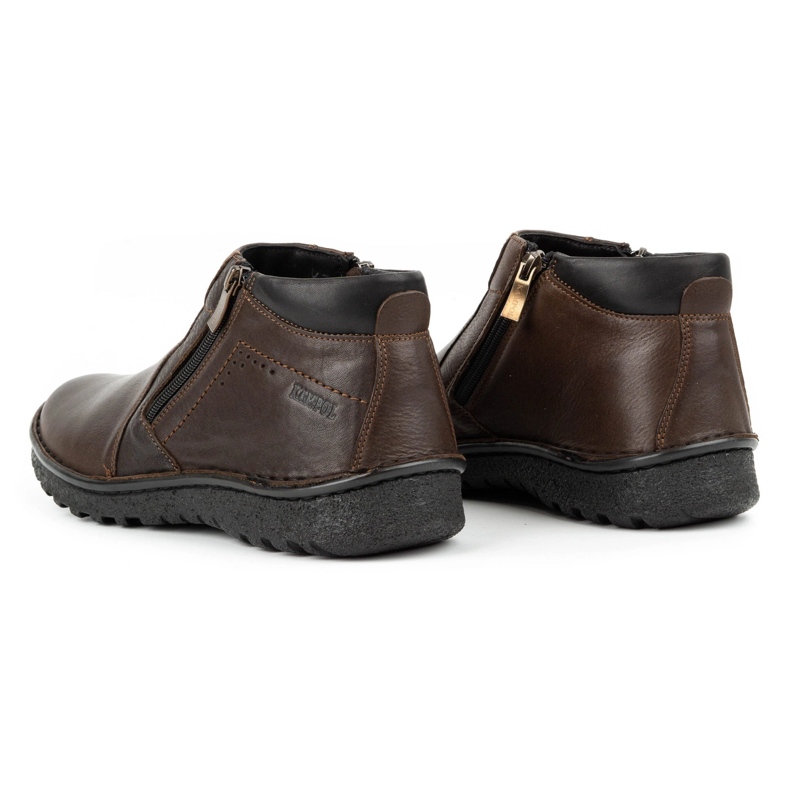 Kampol Stivaletti in pelle da uomo con cerniera 130KA marrone 1