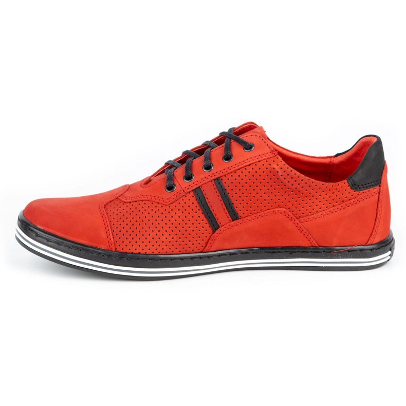 Polbut Scarpe casual da uomo 1801P in nabuk rosso con nero 1