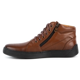 Kampol Scarpe da uomo sneakers in pelle 120SW marrone 1